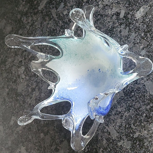 Murano Blue and Green Pulled Glass Tentacles Bowl - Picture 2 of 10